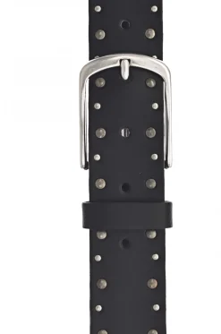 Mustang Nietengürtel aus Leder in Schwarz