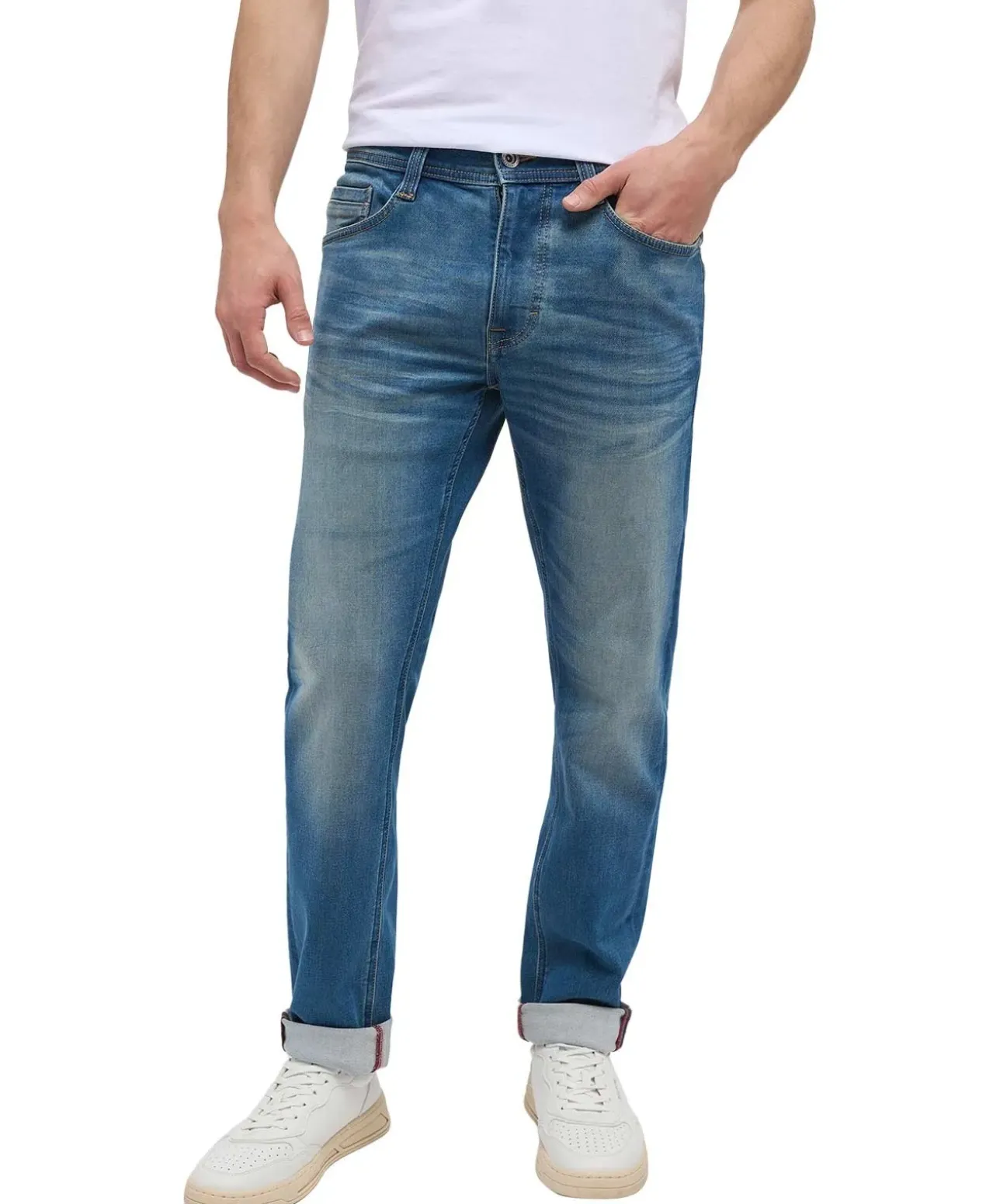 Mustang Oregon Slim K Jeans in mittelblauer Uesd-Waschung