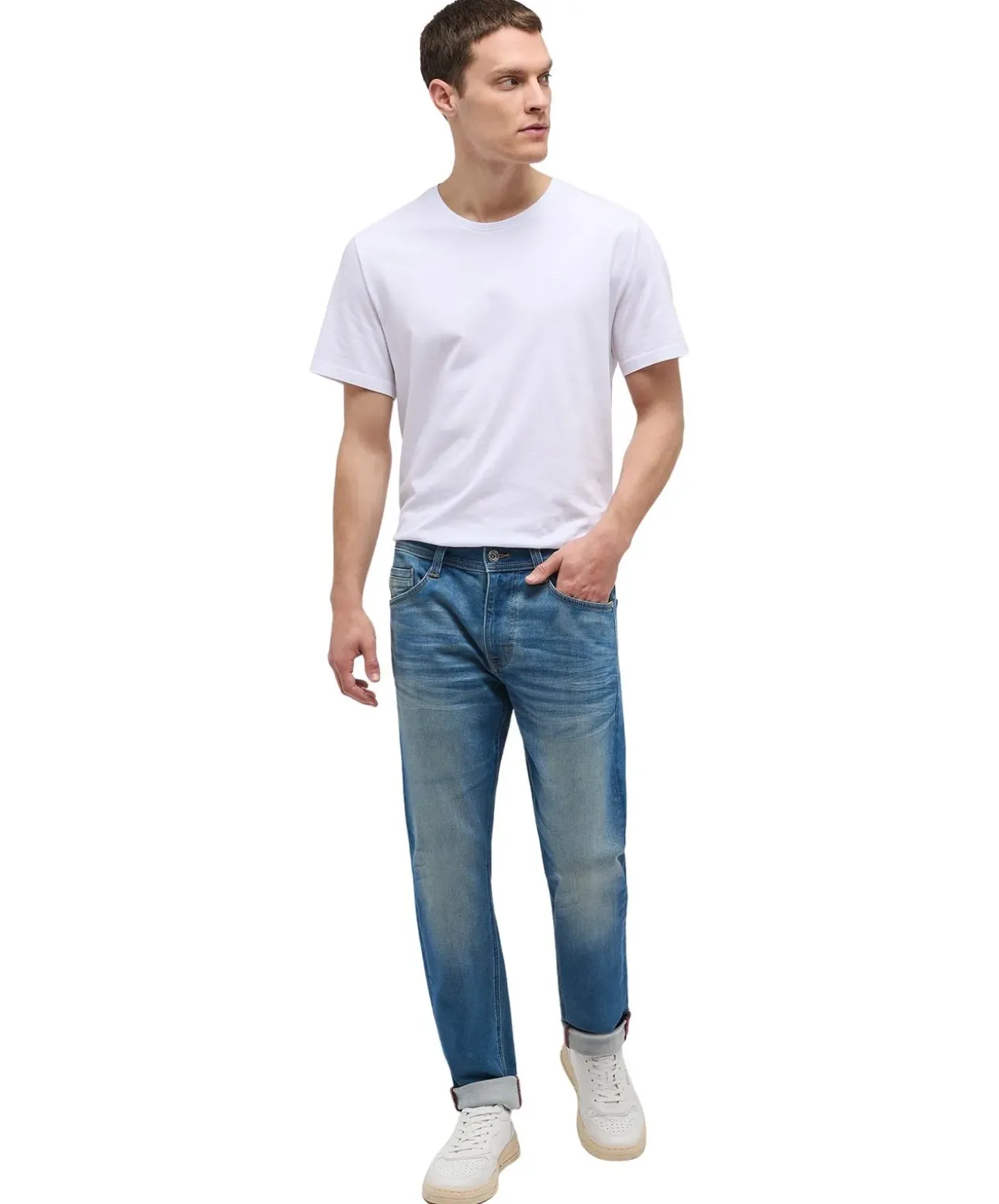Mustang Oregon Slim K Jeans in mittelblauer Uesd-Waschung