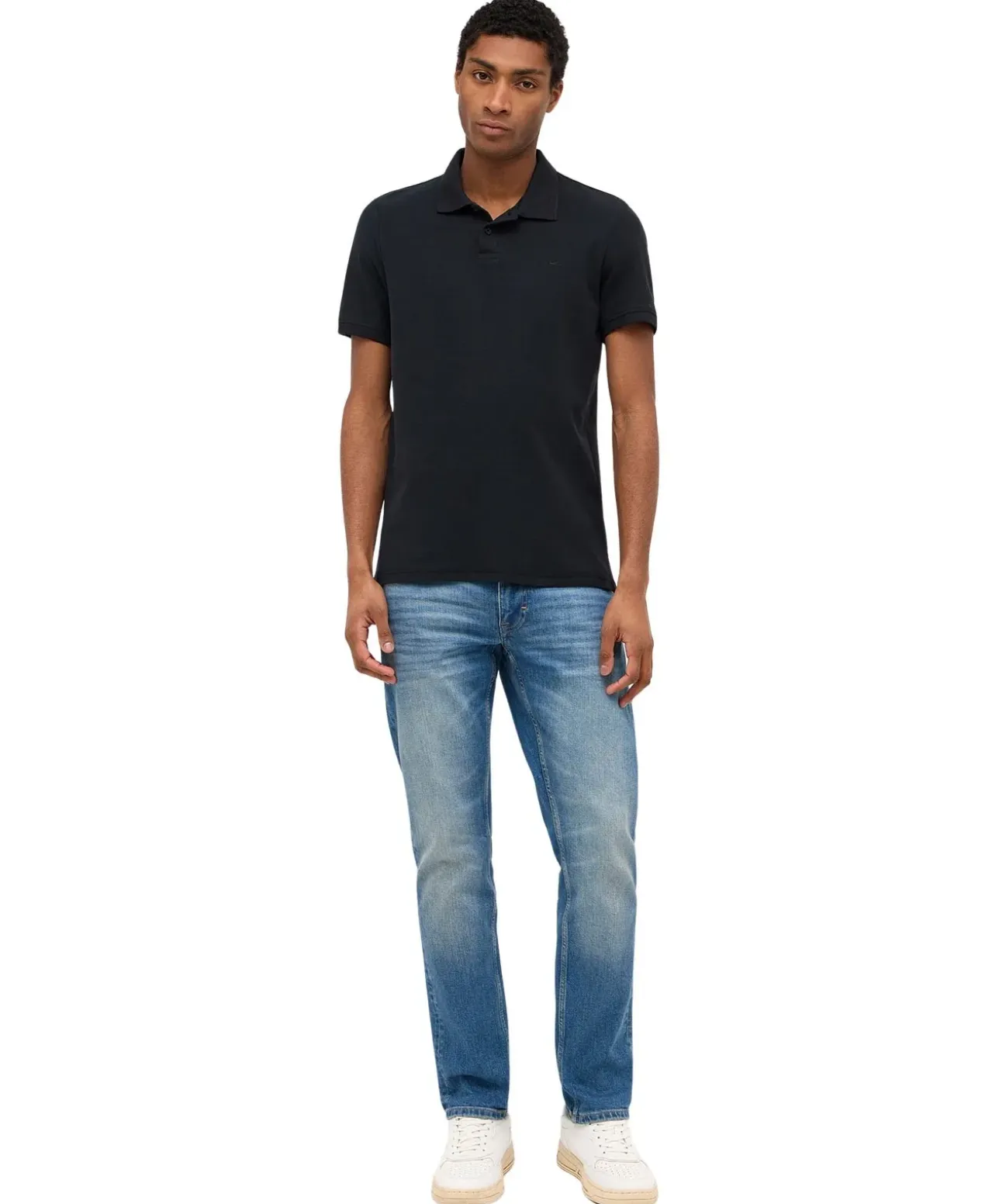Mustang Poloshirt Palco schwarzes Baumwollhemd für Herren