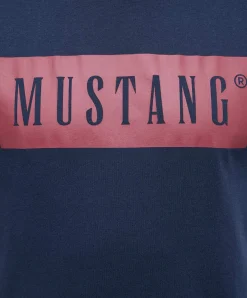 Mustang Print T-Shirt Austin aus Baumwolle in Dunkelblau