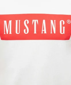 Mustang Print T-Shirt Austin aus Baumwolle in Weiß