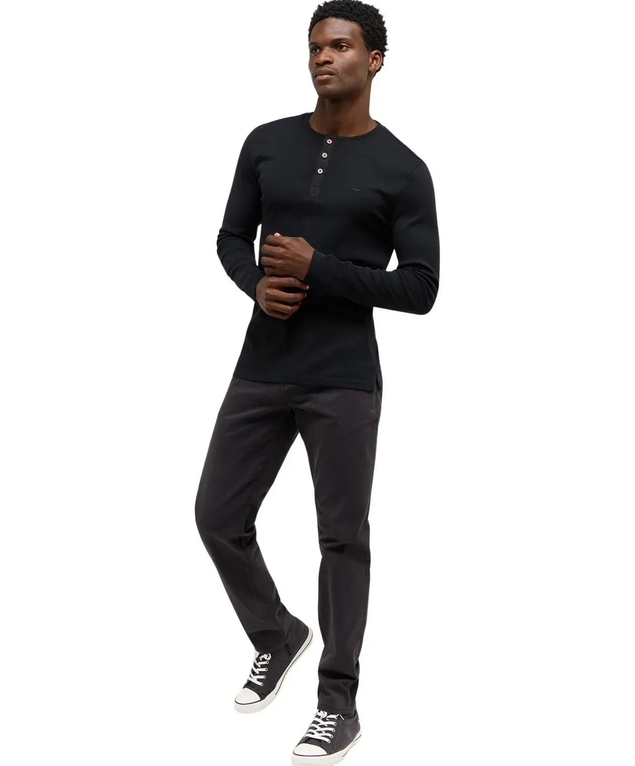 Mustang Shirt Arminto in Schwarz mit Langarm