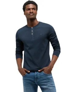 Mustang Shirt Arminto in Dunkelblau mit Langarm
