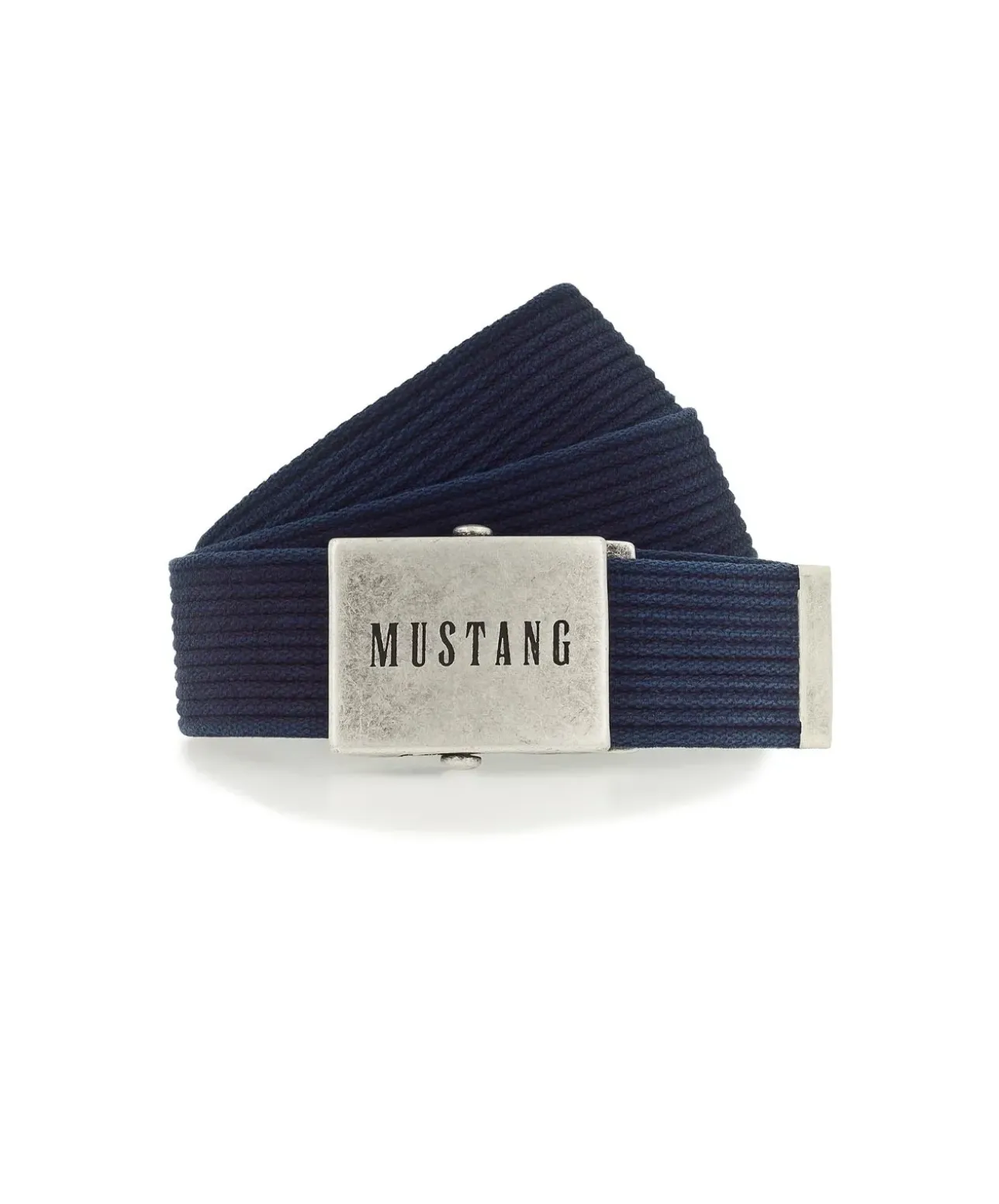 Mustang Stoffgürtel in Blau mit Schließe in Altsilber