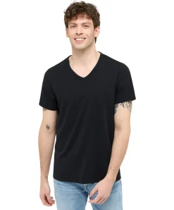 Mustang T-Shirt Amado 2-Pack mit V-Neck in Schwarz