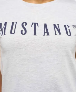 Mustang T-Shirt mit Label-Print Alina C in Hellgrau