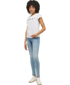 Mustang T-Shirt mit Label-Print Alina C in Hellgrau