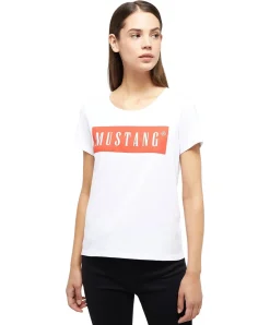 Mustang T-Shirt mit Logo Alma in Weiß