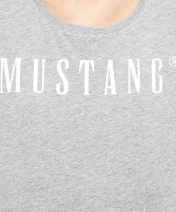 Mustang T-Shirt mit Printlogo Alma in Grau Melange