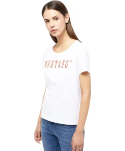 Mustang T-Shirt mit Printlogo Alma in Weiß