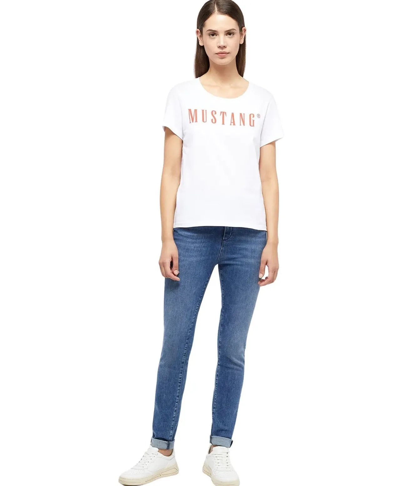 Mustang T-Shirt mit Printlogo Alma in Weiß