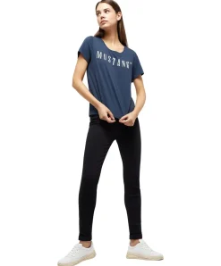 Mustang T-Shirt mit Printlogo Alma in Dunkelblau