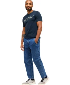Mustang T-Shirt Print Austin in blauem Carbon