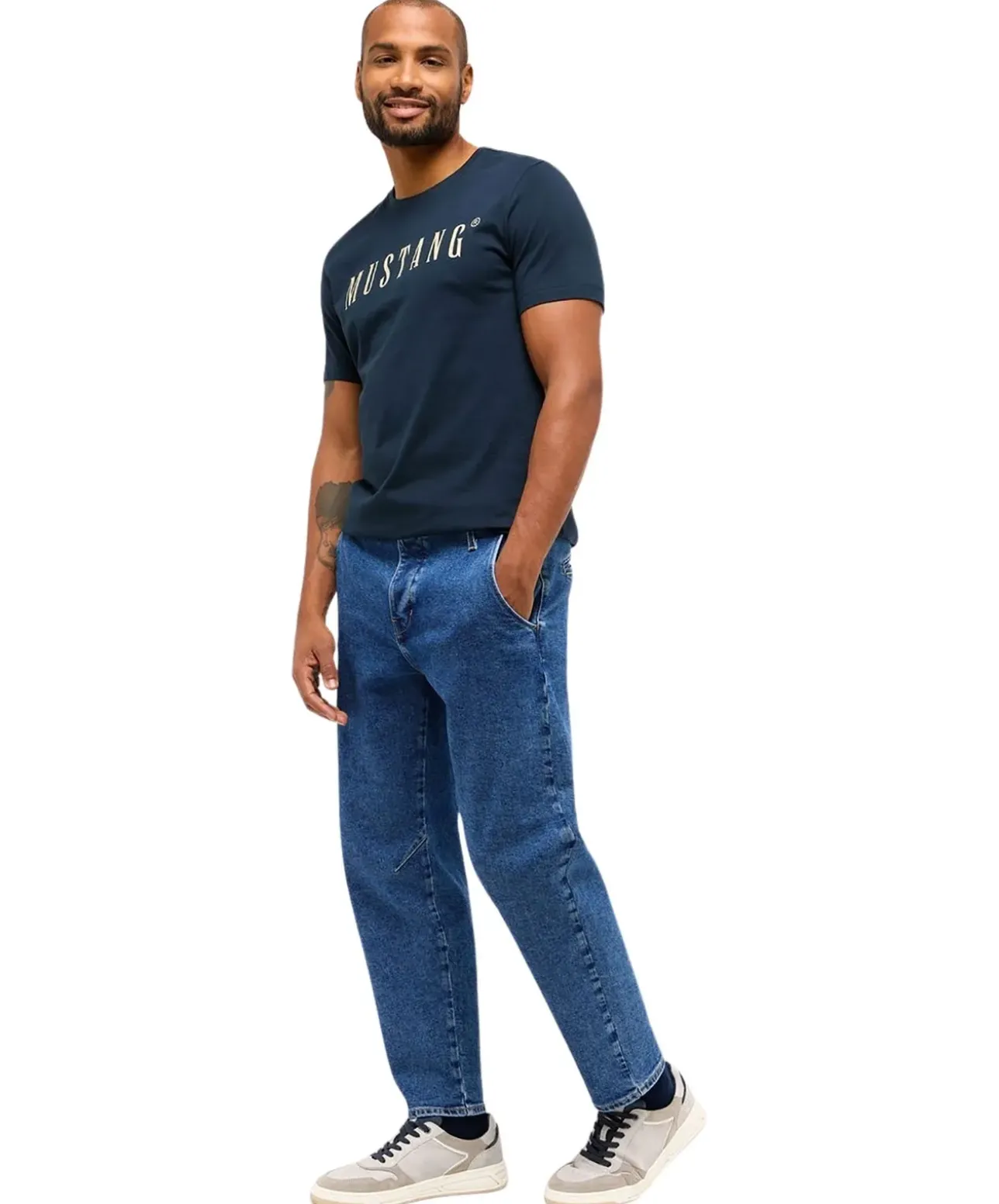 Mustang T-Shirt Print Austin in blauem Carbon