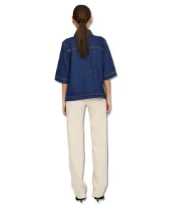 Only Jeansbluse Belle in Indigo mit Taschen