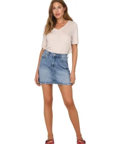 ONLY Jeans-Minirock Stella in Blau mit heller Waschung