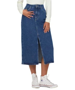 ONLY Jeansrock Bianca in Mittelblau mit Schlitz