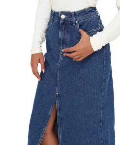 ONLY Jeansrock Bianca in Mittelblau mit Schlitz