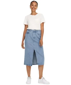ONLY Jeansrock Bianca in Stone-Waschung mit Schlitz