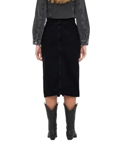 ONLY Jeansrock Bianca in Schwarz mit Schlitz vorne