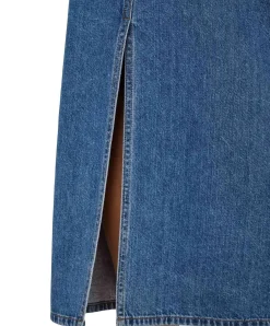ONLY Jeansrock Midi in Mittelblau mit Rückenschlitz
