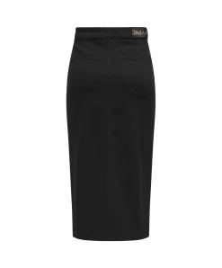 ONLY Jeansrock Siri in Schwarz mit Midi-Länge