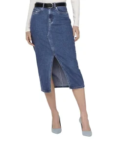 ONLY Jeansrock Siri in Stone-Waschung mit Midi-Länge