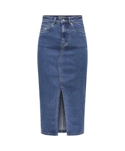 ONLY Jeansrock Siri in Stone-Waschung mit Midi-Länge