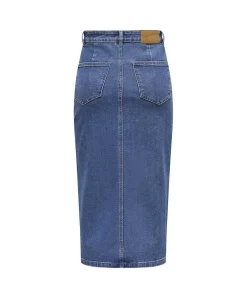 ONLY Jeansrock Siri in Stone-Waschung mit Midi-Länge