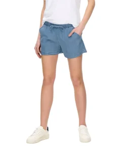 ONLY Jeansshorts Pema in Blau mit Kordelzug