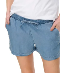 ONLY Jeansshorts Pema in Blau mit Kordelzug