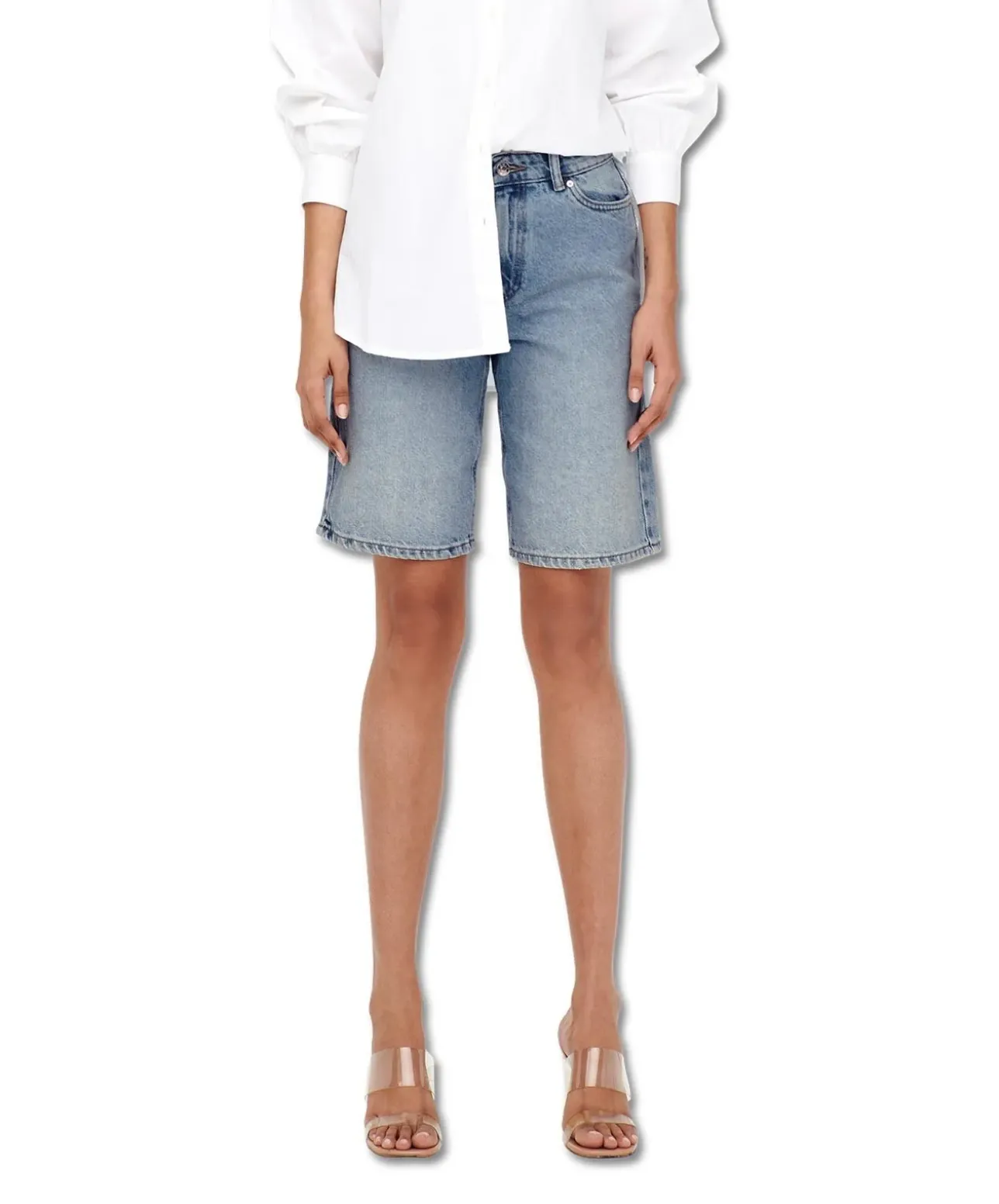 ONLY Jeansshorts Sonny mit hoher Taille in Hellblau