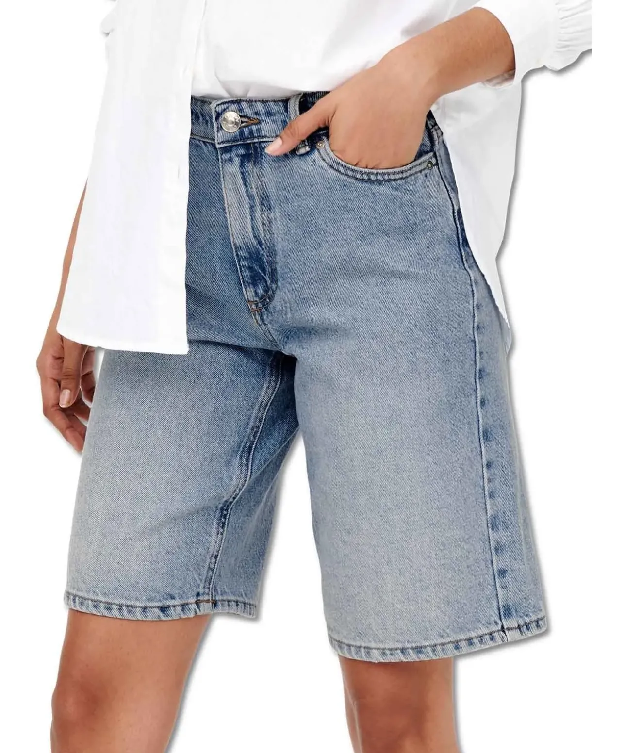ONLY Jeansshorts Sonny mit hoher Taille in Hellblau