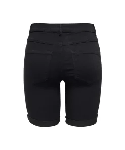 ONLY Rain Jeansshorts lang in Schwarz mit Stretch