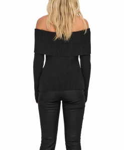 ONLY Schulterfrei Strickpullover Katia in Schwarz