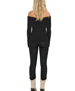 ONLY Schulterfrei Strickpullover Katia in Schwarz