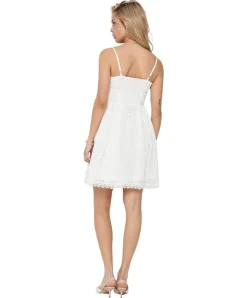 ONLY Sommerkleid in Weiß mit Spitze und V-Ausschnitt