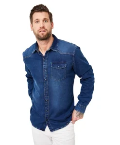 Paddocks Jeanshemd in Indigoblau mit Western-Look