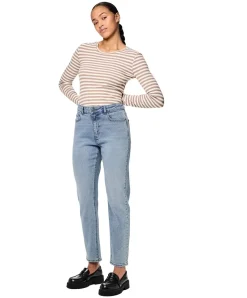 Pieces Bella knöchellange Jeans in Stonewash mit hohem Bund