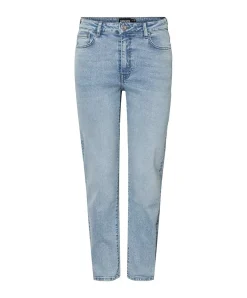 Pieces Bella knöchellange Jeans in Stonewash mit hohem Bund