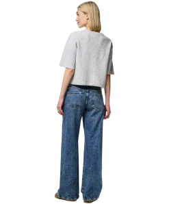Pieces Cardigan Silly mit Rundhals in Grau