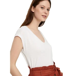 Pieces Damen T-Shirt Kamala mit tiefem V-Ausschnitt