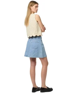 PIECES Jeansrock in A-Linie aus hellblauem Denim