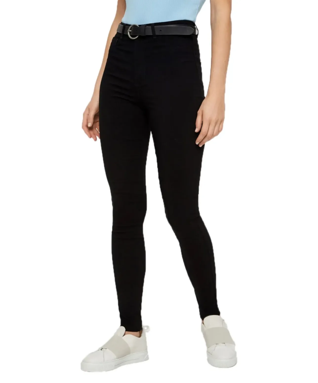 Pieces Jeggings mit hohe Taille in Schwarz