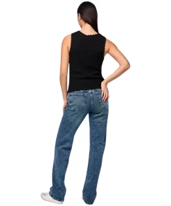 Pieces Kelly Jeans Straight Fit in mittelblauer Waschung