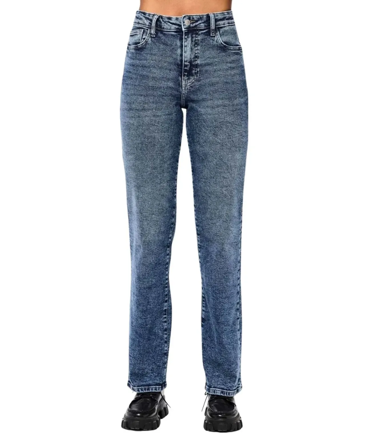 Pieces Kelly Jeans Straight Fit in Stone-Waschung