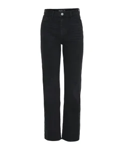 PIECES Kelly Straight Jeans mit hoher Taille in Schwarz