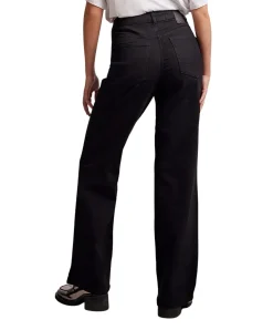 Pieces Peggy Jeans mit weitem Bein in Schwarz