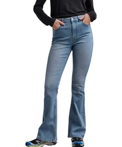 Pieces Peggy Jeans mit weitem Bein in hellem Used Look